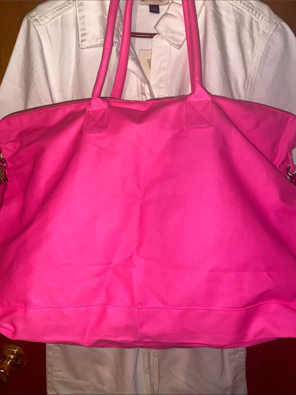 Victoria's Secret Neon Pink Travel Tote with Shoulder Strap - Picture 2 of 10